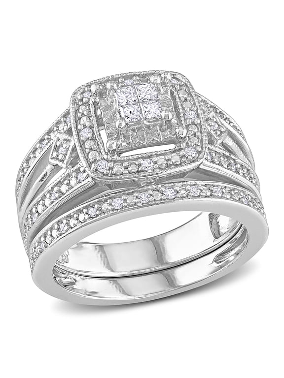 Women's Diamond Sterling Silver Bridal Set