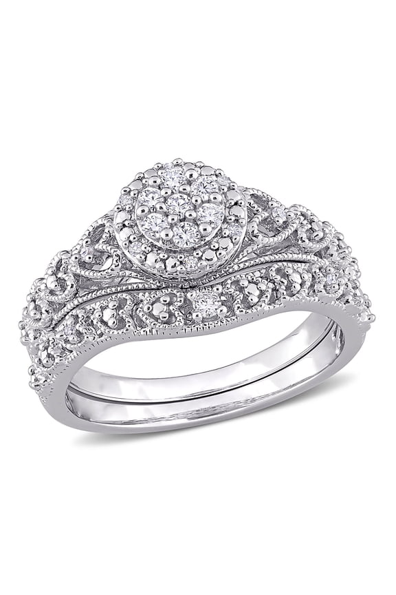 Women's Diamond Sterling Silver Bridal Set