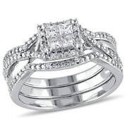 Everly Womens Diamond Sterling Silver Bridal Set