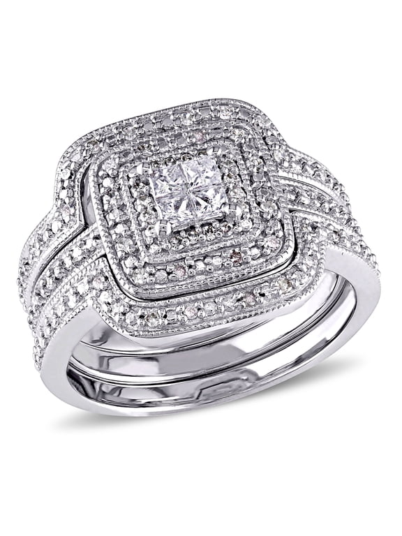 Women's Diamond Sterling Silver Bridal Set