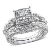 Everly Womens Diamond Sterling Silver Bridal Set