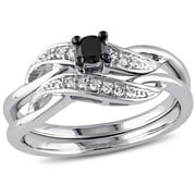 Everly Womens Diamond Sterling Silver Bridal Set