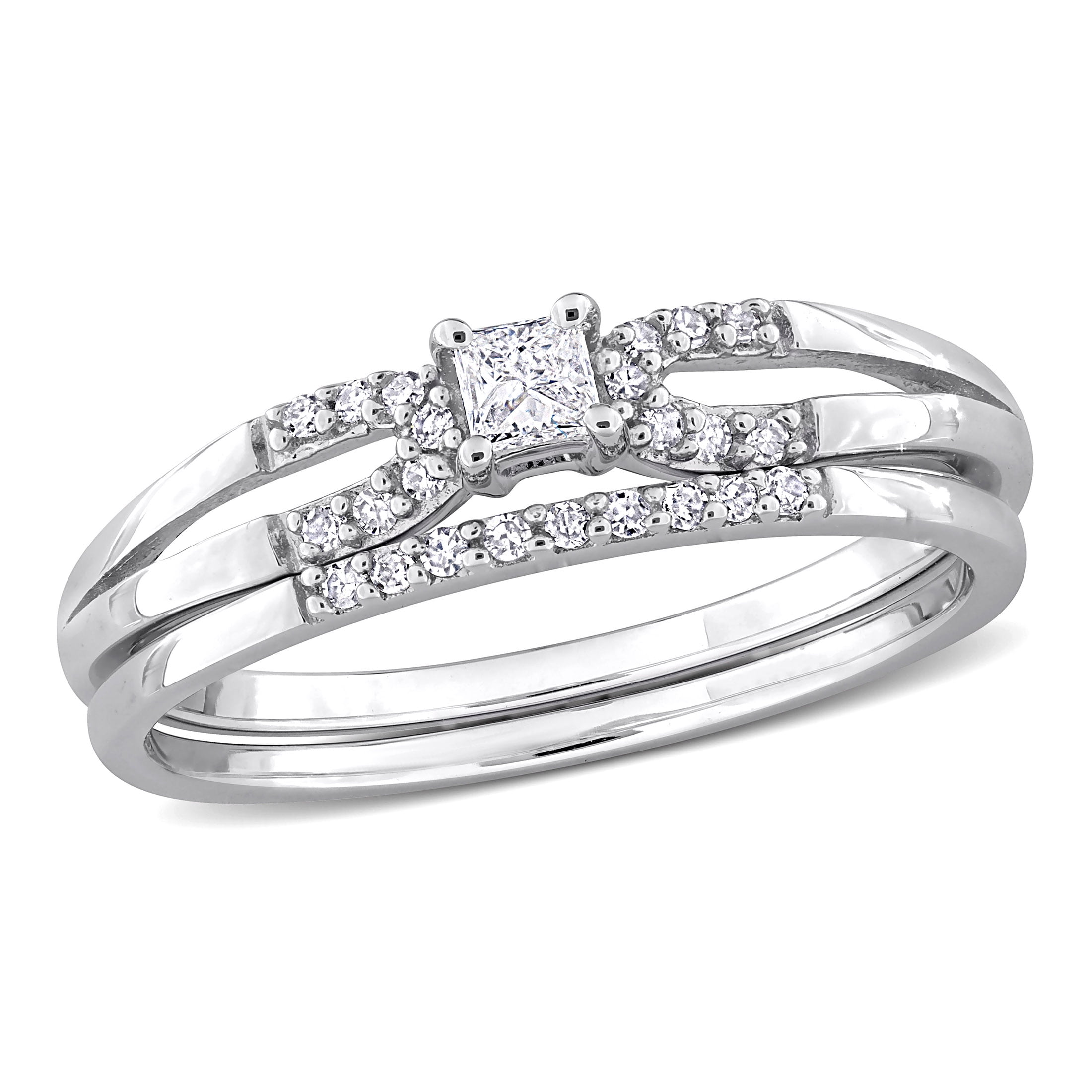 Everly Women's Diamond Sterling Silver Bridal Set - Walmart.com