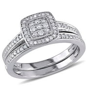 Everly Womens Diamond Sterling Silver Bridal Set