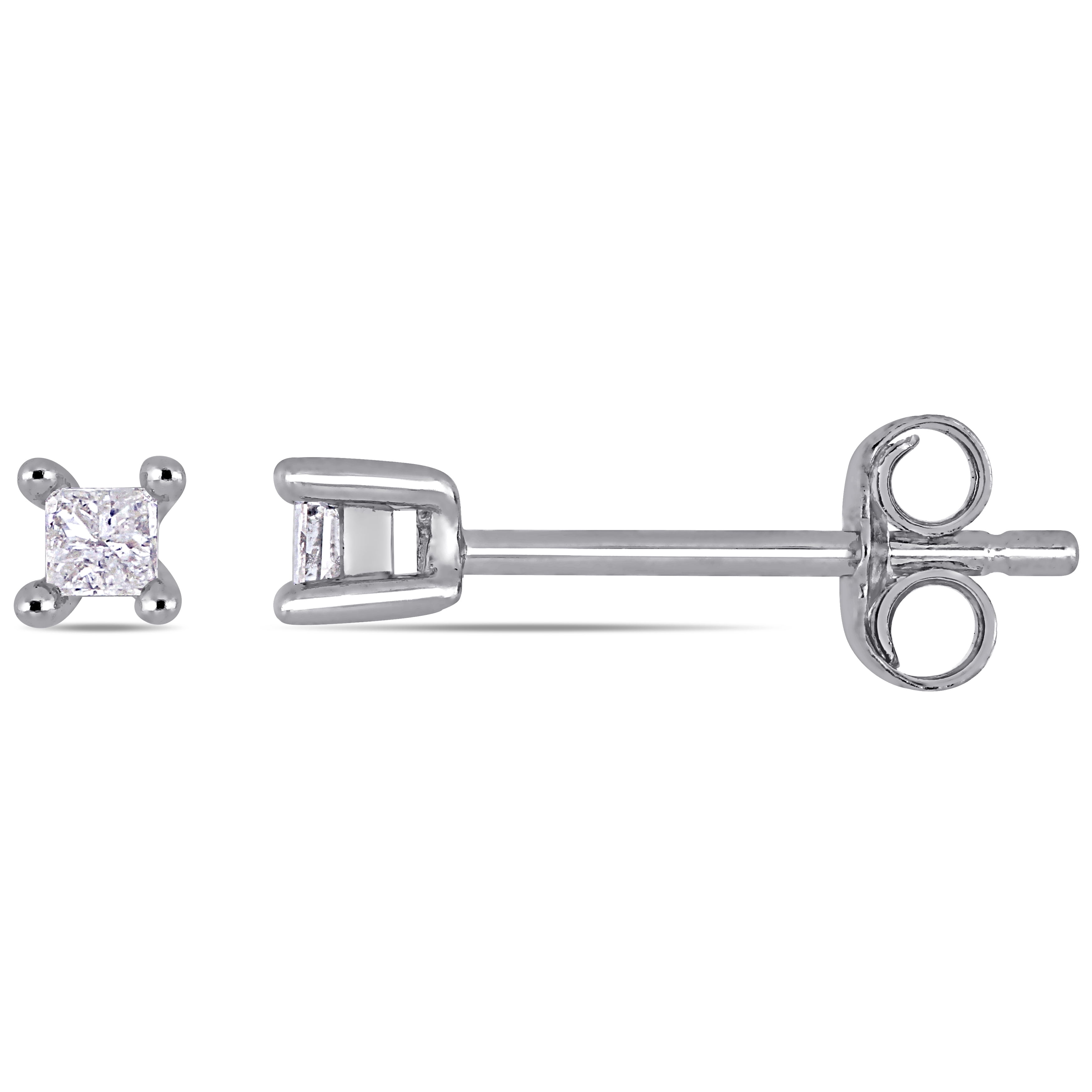 Everly Women's 1/10ct TW Princess-Cut Diamond Sterling Silver Solitaire Stud Earrings