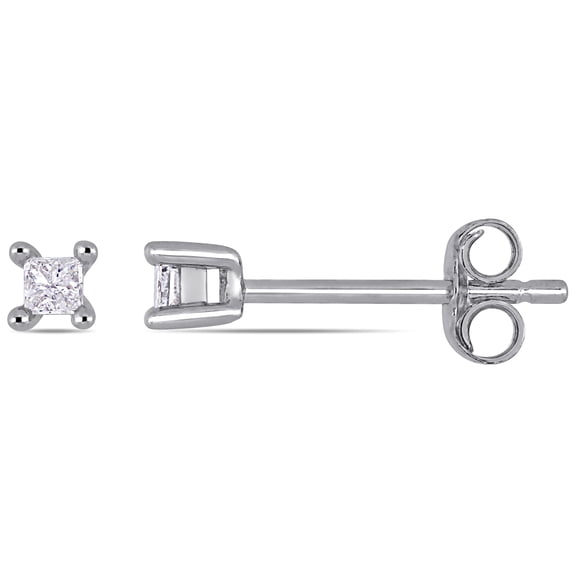 Everly Women's 1/10ct TW Princess-Cut Diamond Sterling Silver Solitaire Stud Earrings