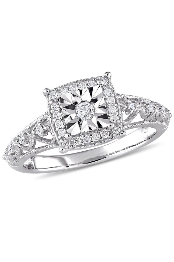 Women's Diamond Sterling Silver Engagement Ring
