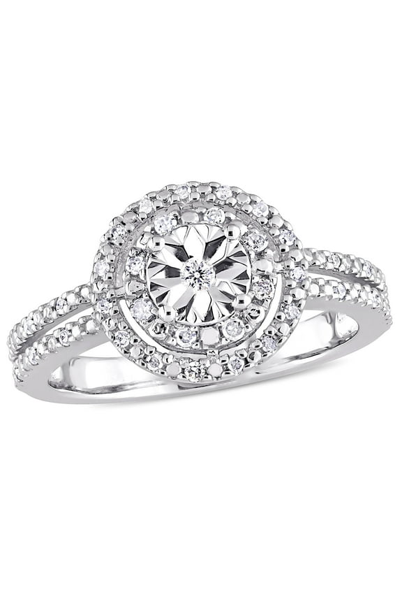Women's Diamond Sterling Silver Engagement Ring