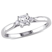 Everly Womens 1/3 CT TGW Created White Sapphire and Diamond Accent Sterling Silver Ring