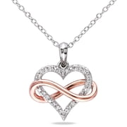 Everly Women's 1/10ct TW Diamond Two-Tone Sterling Silver Infinity Heart Pendant with Chain