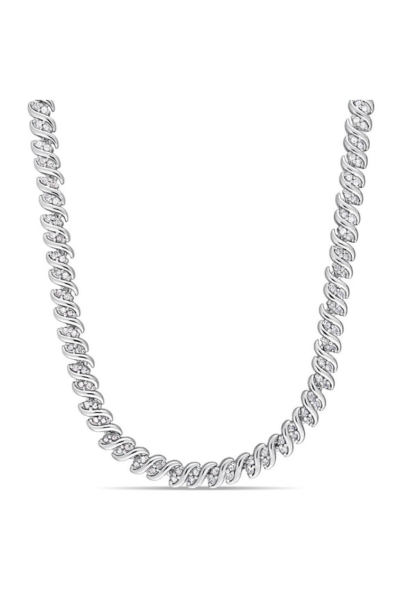 Women's Diamond Sterling Silver Tennis Necklace