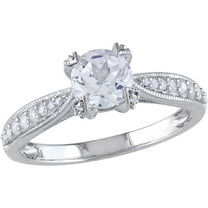 Everly Women's Diamond and Created Sapphire Sterling Silver Engagement Ring