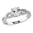 thumbnail image 1 of Everly Women's Engagement Anniversary Bridal 1 CT Created White Sapphire 1/10 CT T.W. Round-Cut Diamond (G-H, I1-I2) 10kt White Gold Solitaire Ring with Infinity Band with 4/Claw/Shared Prong Setting, 1 of 7