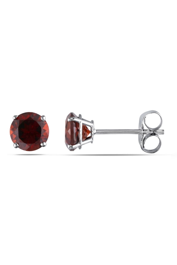 Women's 1 1/3ct TGW Garnet 14k White Gold Solitaire Stud Earrings