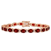 EVERLY Women's Garnet Sapphire Rose Gold Plated Tennis Bracelet