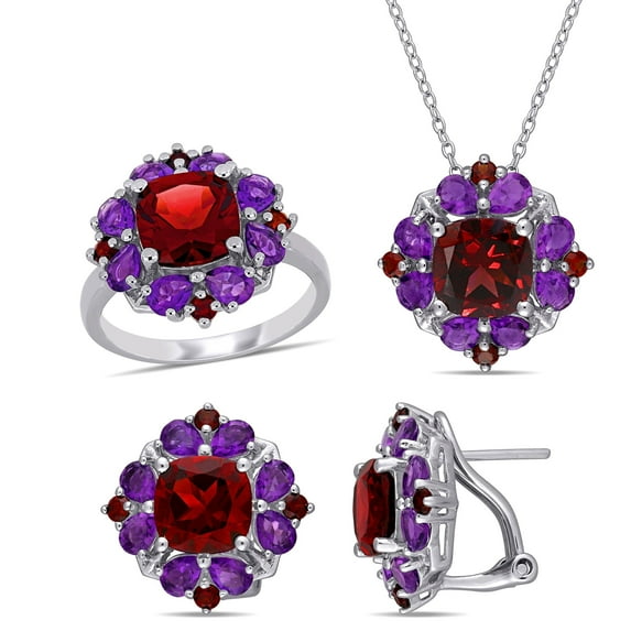 Everly Women's Garnet and Amethyst Sterling Silver Earrings