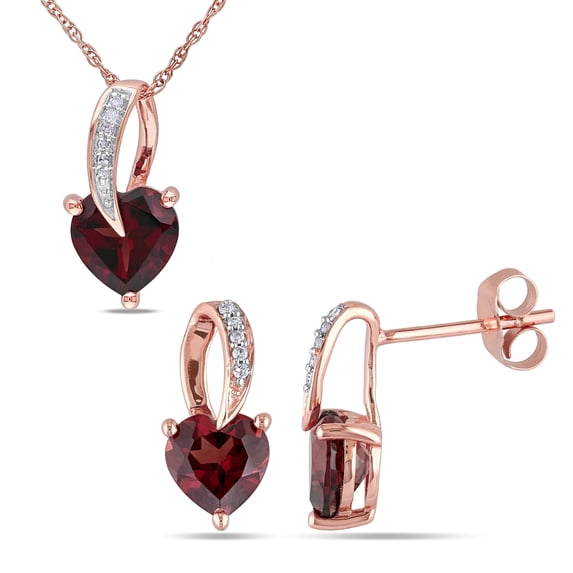 Everly Women's Garnet 10k Rose Gold Earrings