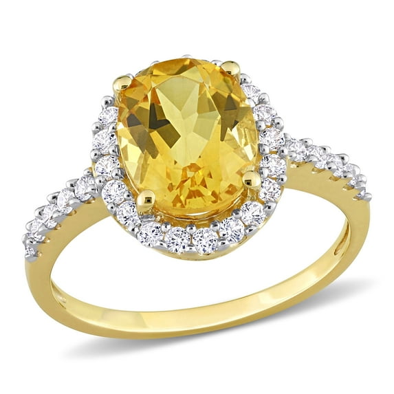 Everly Women's Created Sapphire and Created Citrine 10k Yellow Gold Ring