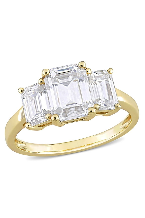 Women's Moissanite and Created 10K Yellow Gold Engagement Ring