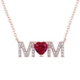 thumbnail image 1 of Everly Women's "Mom" 1 CT TGW Created Ruby and Diamond Rose Gold Flash Plated Sterling Silver Necklace, 1 of 9