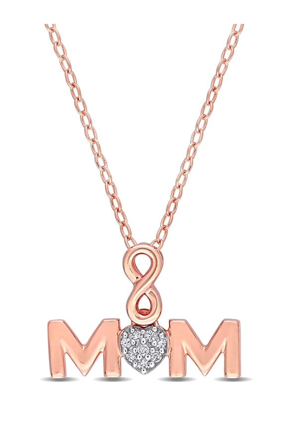 Women's "Mom" Diamond Sterling Silver Necklace