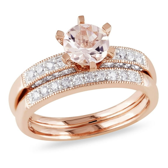 Everly Women's Morganite 10k Rose Gold Bridal Set