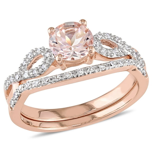 Everly Women's Morganite 10k Rose Gold Bridal Set