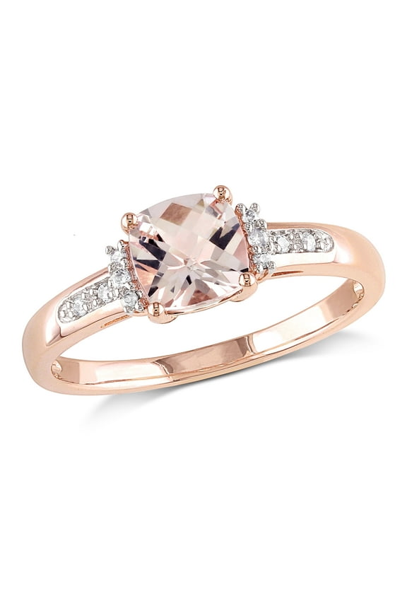 Women's Morganite 10k Rose Gold Wedding Ring