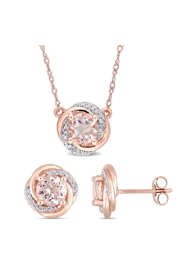 Women's Morganite 10k Rose Gold Jewelry Set