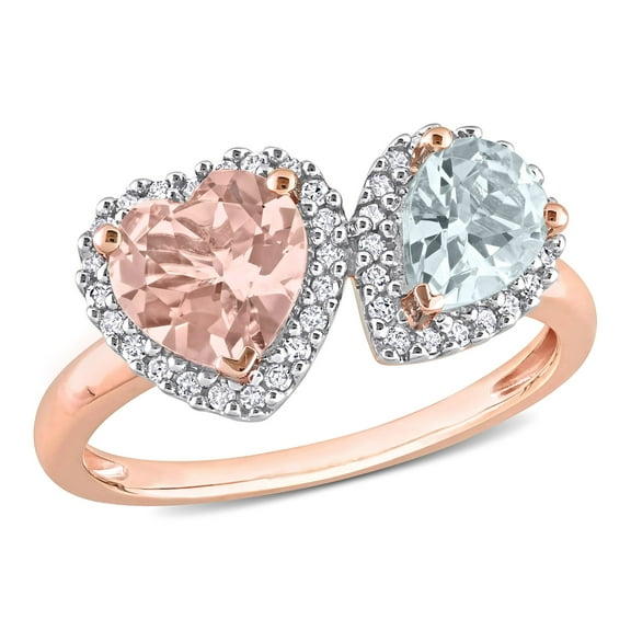 Everly Women's Morganite and Aquamarine 10k Rose Gold Ring