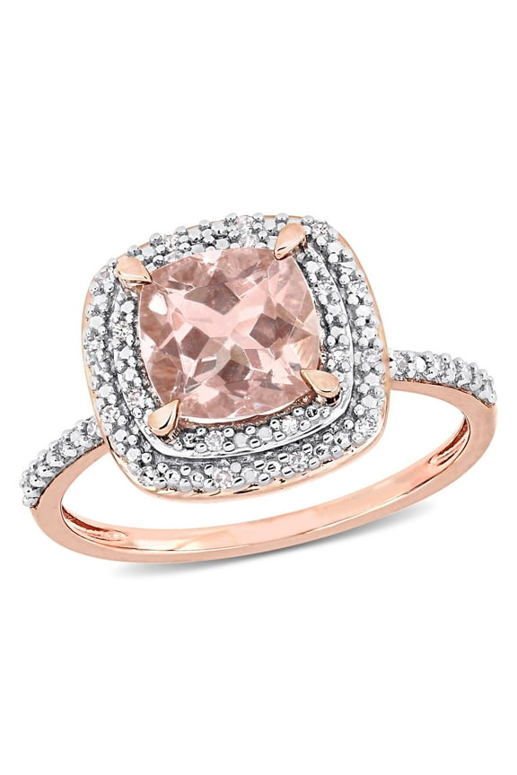 Women's Morganite and Diamond 14k Rose Gold Ring