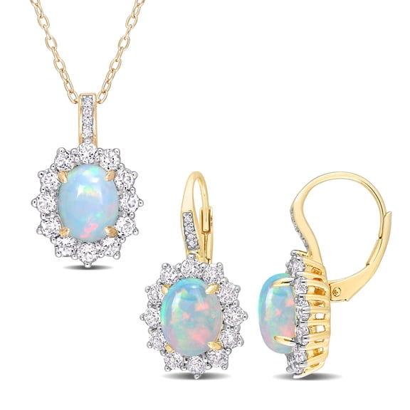 Everly Women's Multi-Gemstone & Diamond Yellow Silver Earrings and Pendant Set - 18 in