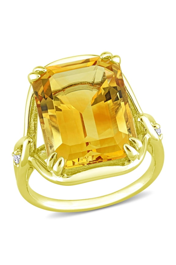 Women's Citrine and Topaz Yellow Gold Plated Ring