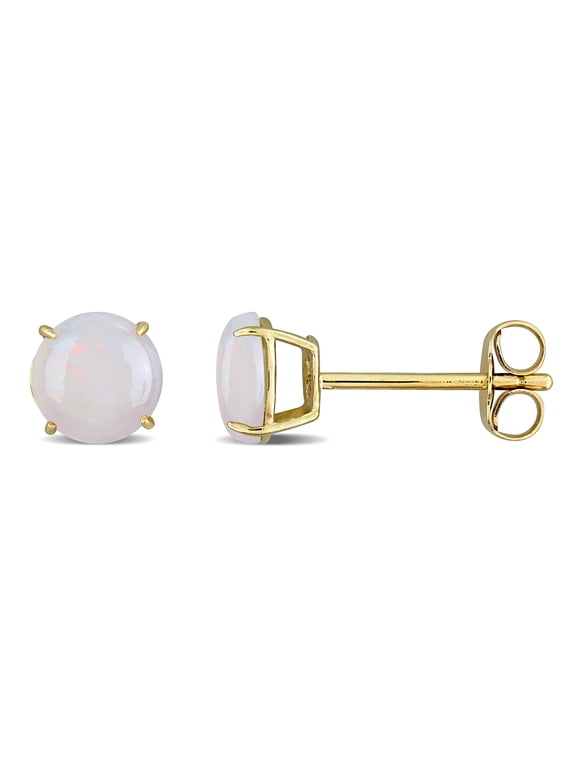Womens 1ct TGW Opal 10k Yellow Gold Stud Earrings
