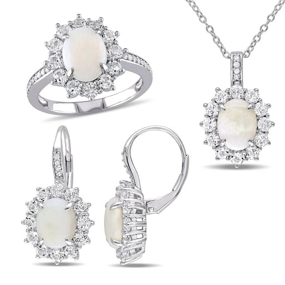 Everly Women's Opal Sterling Silver Jewelry Set