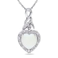 thumbnail image 1 of Everly Women's 1 1/5ct TGW Opal and Diamond Accent Sterling Silver Heart Twist Pendant with Chain, 1 of 8