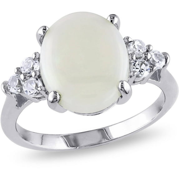Everly Women's Opal and Created Sapphire Sterling Silver Ring