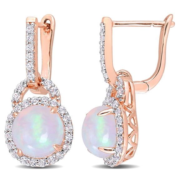 Everly Women's Opal and Topaz Rose Gold Plated Earrings