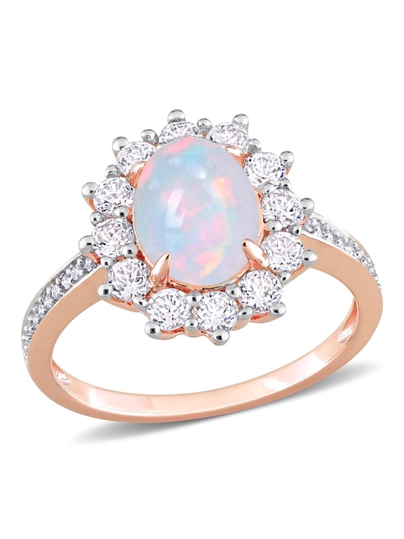Women's Opal and Topaz Rose Gold Plated Ring
