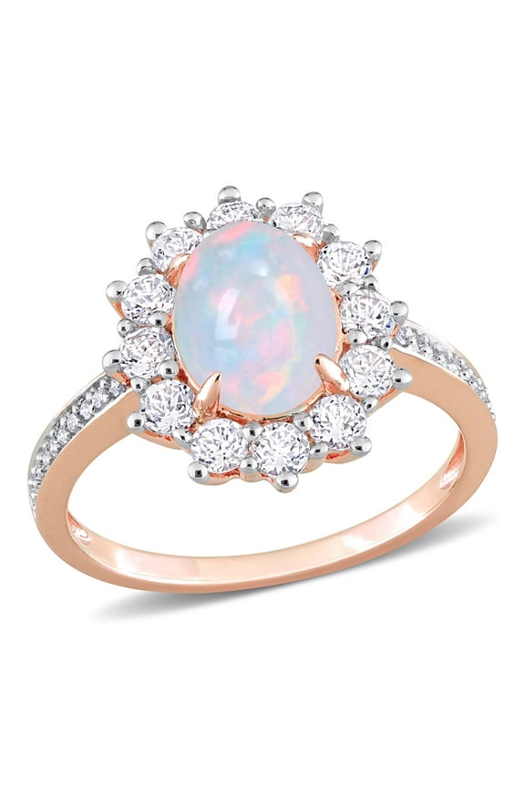 Women's Opal and Topaz Rose Gold Plated Ring