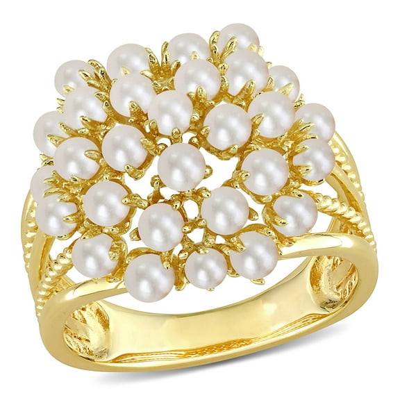 Everly Women's Cultured Pearl Yellow Gold Plated Ring
