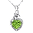 thumbnail image 1 of Everly Women's Peridot and Diamond Accent Sterling Silver Heart Twist Pendant with Chain, 1 of 8