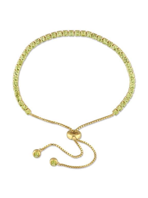 Every Women's 3 1/4ct TGW Peridot Yellow Gold Flash Plated Sterling Silver Tassel Bolo Bracelet
