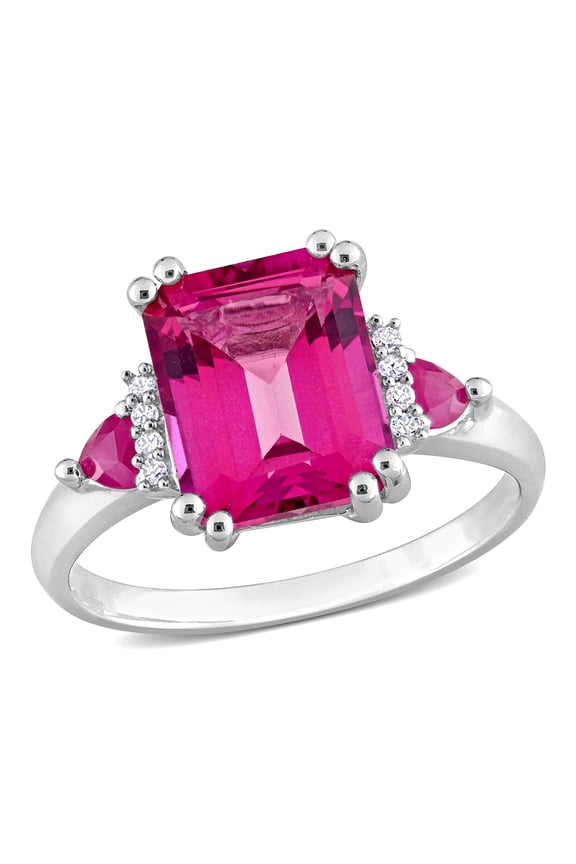 Women's Topaz and Ruby Sterling Silver Ring