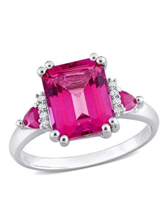 Women's Topaz and Ruby Sterling Silver Ring