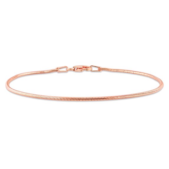 Everly Women's 1.2mm Fancy-Cut Rose Gold Flash Plated Sterling Silver Snake Chain Bracelet