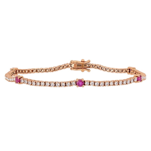 Everly Women's Ruby 14k Rose Gold Tennis Bracelet
