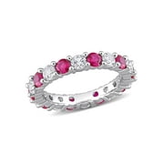 Everly Womens Ruby and Created Sapphire Sterling Silver Ring
