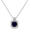 thumbnail image 1 of Everly Women's 3/4ct TGW Diffused Sapphire and 1/10ct TW Diamond White Gold Halo Pendant with Chain, 1 of 9