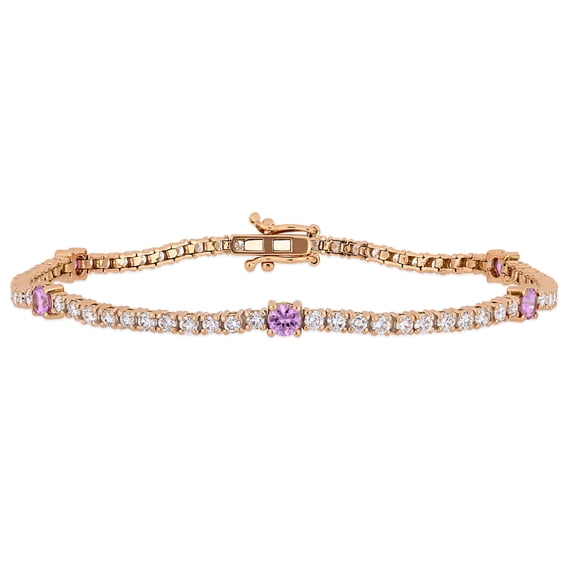 Everly Women's 1 1/4ct Pink Sapphire & 2 1/4ct TW Diamond 14k Rose Gold Tennis Bracelet - G-H, I1